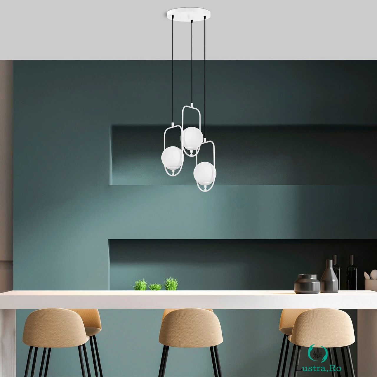 Lustra, Fulgor, 942FLG1664, Metal, Alb la 585.00 lei ron