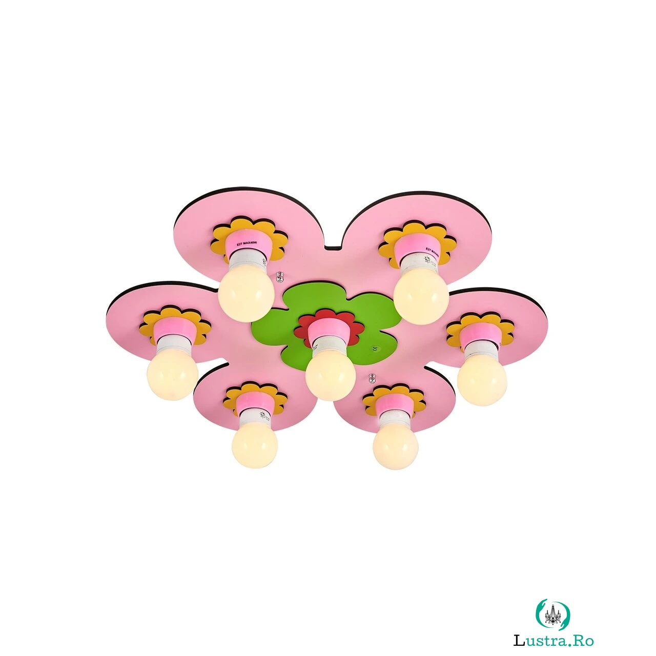 Lustra copii, L1538 - Pink, Lightric, 50 x 6 cm, 7 x E27, 24W, roz la 360.00 lei ron