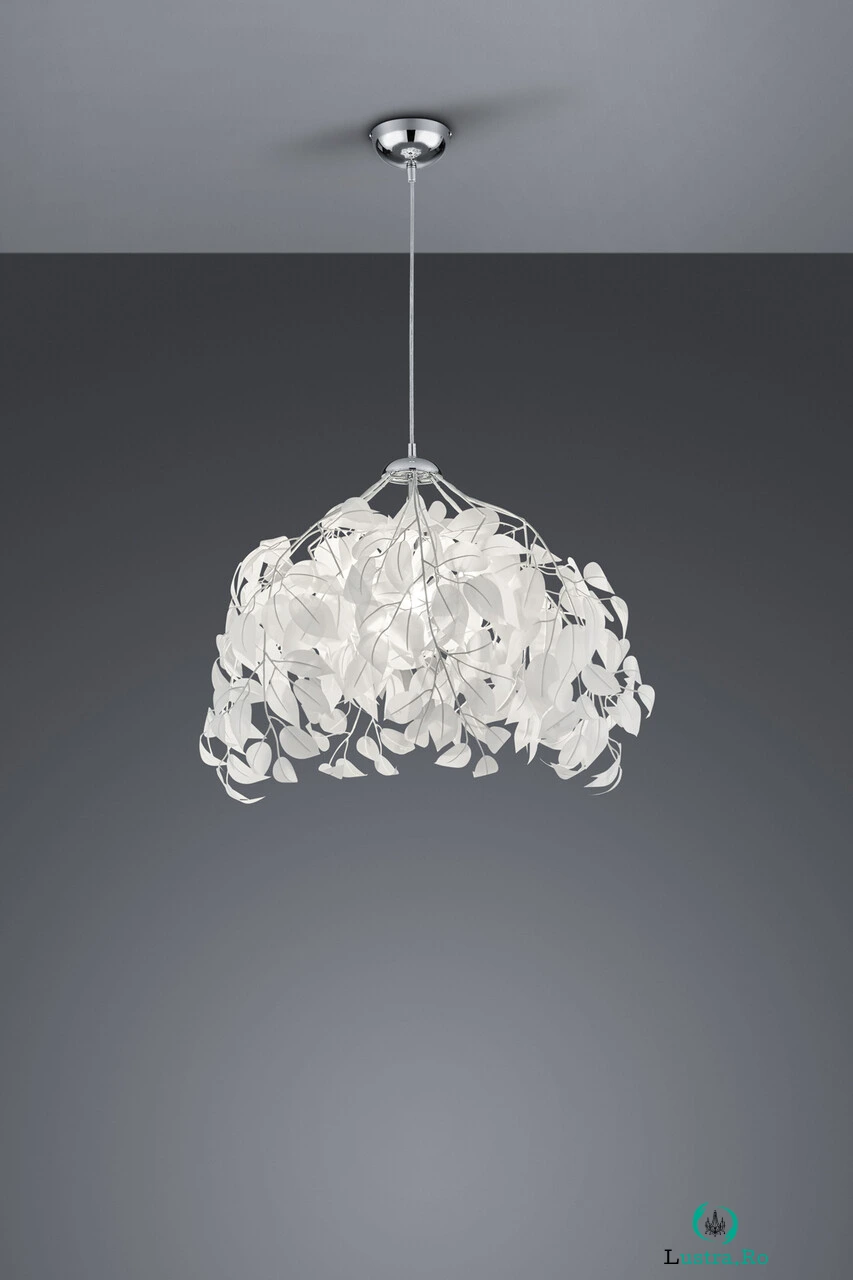 Lustra Leavy, RL, 38x150 cm, 28W, 1x E27, metal, alb/argintiu