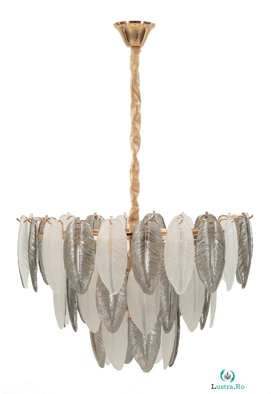 Lustra Leafy, Mauro Ferretti, 9 x E14, 20W, 60x40 cm, sticla/fier, multicolor