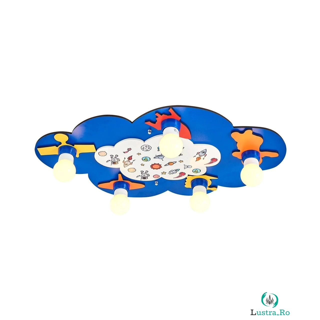 Lustra copii, L1536 - Blue, Lightric, 70 x 44 x 6 cm, 5 x E27, 24W, albastru la 347.00 lei ron