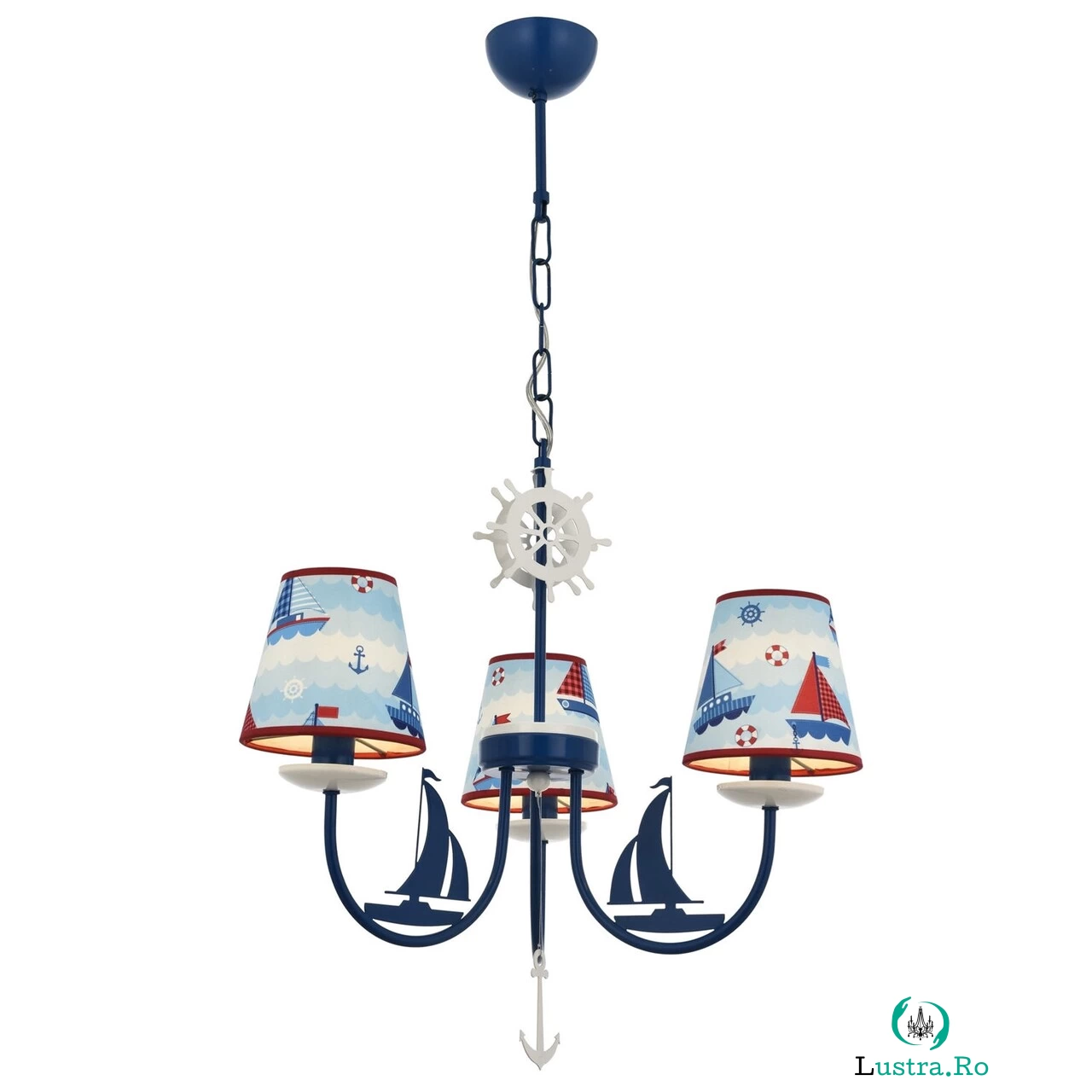 Lustra copii, Av-1416-Boat, Aurora, 52 x 75 cm, 3 x E14, 40W, albastru la 591.00 lei ron