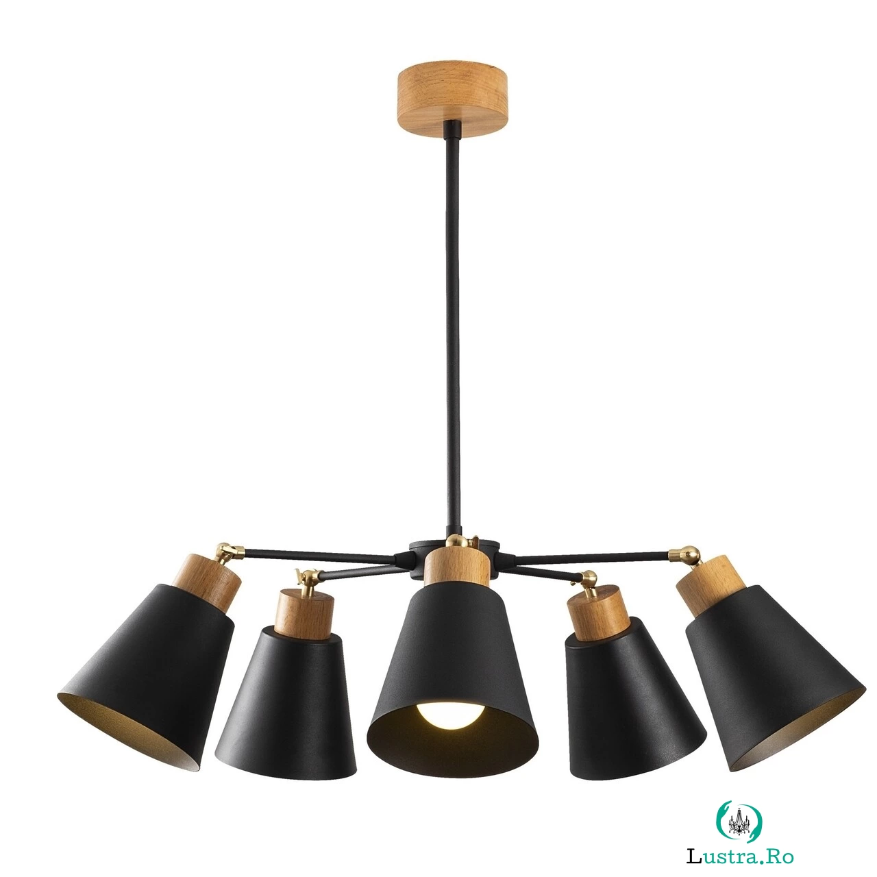 Lustra Manavgat N-535, Noor, 58 x 68 cm, 5 x E27, 100W, negru la 633.00 lei ron